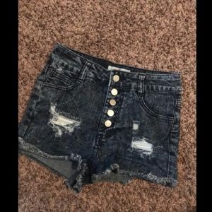 High waisted jean shorts